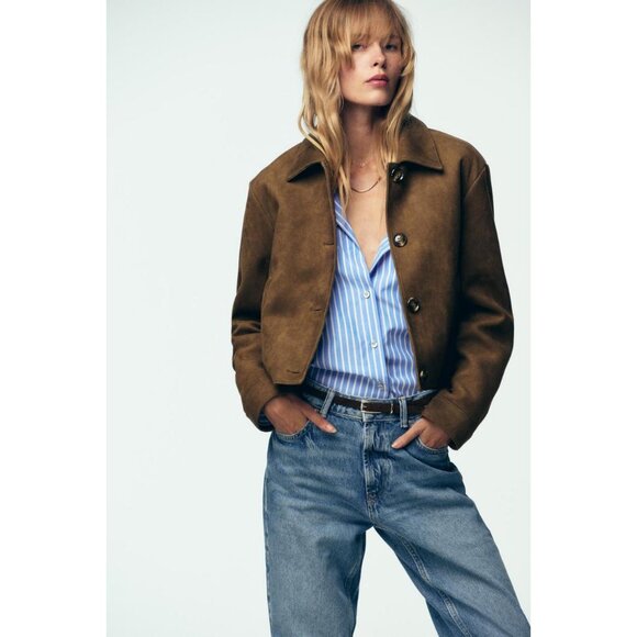 ZARA FAUX SUEDE JACKET - Picture 3 of 7